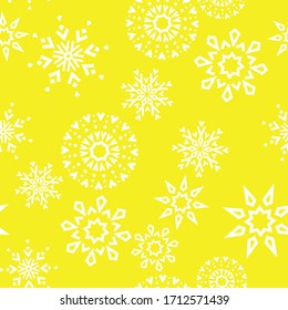 Abstract geometric pattern with lines, snowflakes. A seamless vector background. White and yellow texture. Graphic modern pattern