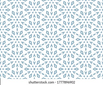 Abstract geometric pattern with lines, snowflakes. A seamless vector background. White and blue texture. Graphic modern pattern
