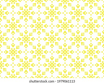 Abstract geometric pattern with lines, snowflakes. A seamless vector background. White and yellow texture. Graphic modern pattern