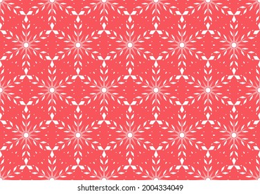 Abstract geometric pattern with lines, snowflakes. A seamless vector background. White and pink texture. Graphic modern pattern