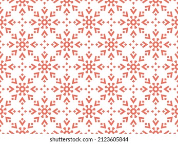 Abstract geometric pattern with lines, snowflakes. A seamless vector background. White and pink texture. Graphic modern pattern