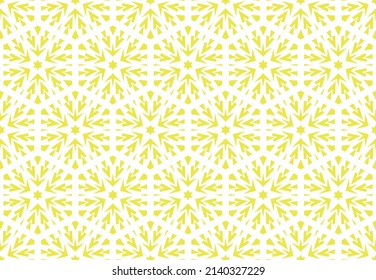 Abstract geometric pattern with lines, snowflakes. A seamless vector background. White and yellow texture. Graphic modern pattern