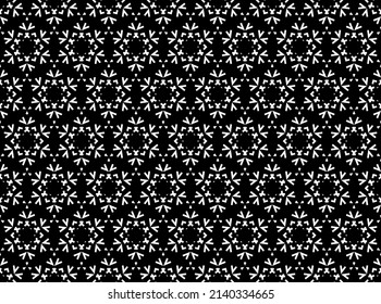 Abstract geometric pattern with lines, snowflakes. A seamless vector background. White and black texture. Graphic modern pattern.