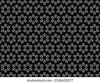 Abstract geometric pattern with lines, snowflakes. A seamless vector background. White and black texture. Graphic modern pattern.