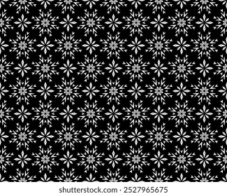 Abstract geometric pattern with lines, snowflakes. A seamless vector background. White and black texture. Graphic modern pattern.