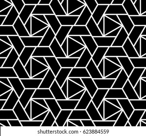 Abstract geometric pattern with lines, squares. A seamless vector background. Black and white pattern