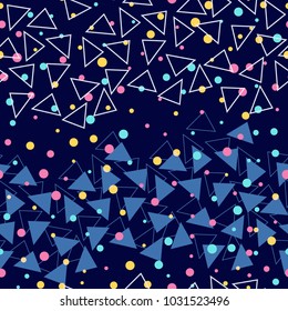 Abstract geometric pattern with lines, triangles and dots. A seamless vector background.
