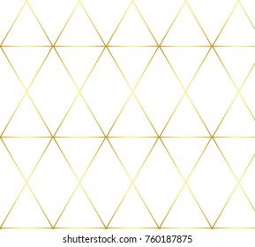 Abstract geometric pattern with lines, triangles gold texture. A trend seamless vector on the white background.
