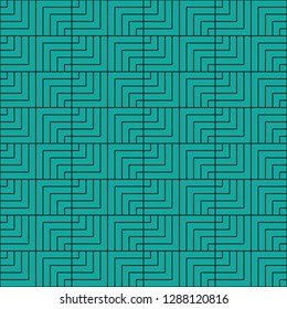 Abstract geometric pattern with lines, waves, squares. A seamless turquoise vector background.