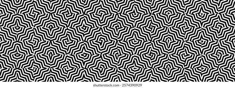 Abstract Geometric pattern, Lines, wavy, curves, Illustration, vector, alternating overlapping, orderly arrangement background, black and white, banner, website, template, dark.