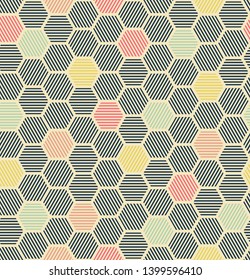 Abstract geometric pattern with lines. Yellow. Vector, fabric abstract seamless pattern, background with hand drawn elements