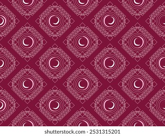 Abstract Geometric Pattern with Lunar Circles on Maroon