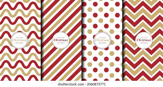 Abstract geometric pattern with luxury stripes combination set. Brochure cover template zigzag, polka dots, curve, chevron, line collection. Christmas and happy new year.