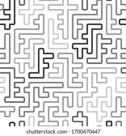 Abstract geometric pattern with maze, diagonal stripes and lines. Pop art vector seamless background. 