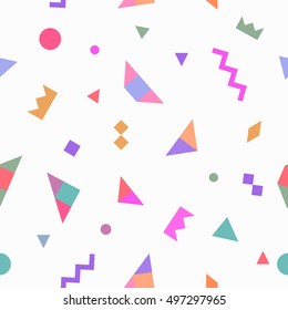 Abstract geometric pattern memphis style. Seamless retro style repeating background.