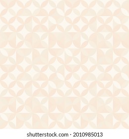 abstract geometric pattern in mid century style. modern design for fabric, surface, stationery. overlapping squares and circles, seamless pattern in shades of beige 