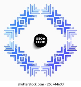 Abstraktes geometrisches Muster für modernes Hipster Cover Design. Schwarzes Etikett mit Platz für Firmenlogo.