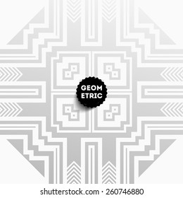 Abstract Geometric Pattern for Modern Hipster Cover Design. Black Label with Place for Business Logo. Silver Color