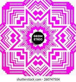 Abstract Geometric Pattern for Modern Hipster Cover Design. Black Label with Place for Business Logo