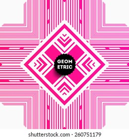 Abstract Geometric Pattern for Modern Hipster Cover Design. Black Label with Place for Business Logo