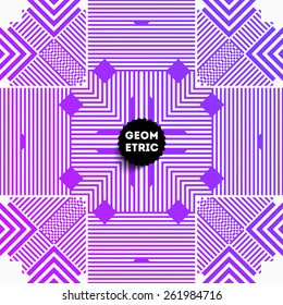 Abstract Geometric Pattern for Modern Hipster Cover Design. Black Label with Place for Business Logo