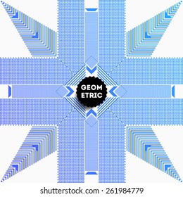 Abstraktes geometrisches Muster für modernes Hipster Cover Design. Schwarzes Etikett mit Platz für Firmenlogo