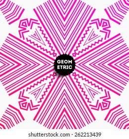 Abstraktes geometrisches Muster für modernes Hipster Cover Design. Schwarzes Etikett mit Platz für Firmenlogo