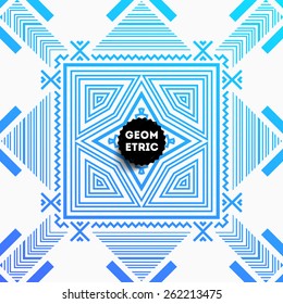 Abstract Geometric Pattern for Modern Hipster Cover Design. Black Label with Place for Business Logo