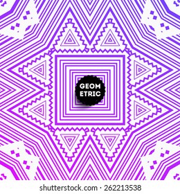 Abstract Geometric Pattern for Modern Hipster Cover Design. Black Label with Place for Business Logo