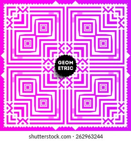 Abstraktes geometrisches Muster für modernes Hipster Cover Design. Schwarzes Etikett mit Platz für Firmenlogo