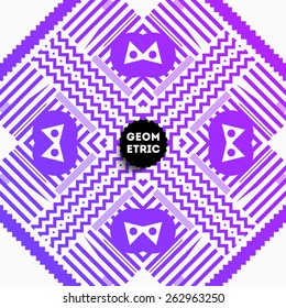 Patrón geométrico abstracto para el diseño moderno de la cubierta Hipster. Etiqueta negra con el logotipo "Place for Business"