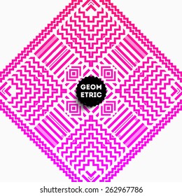 Abstract Geometric Pattern for Modern Hipster Cover Design. Black Label with Place for Business Logo