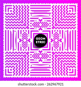 Abstract Geometric Pattern for Modern Hipster Cover Design. Black Label with Place for Business Logo