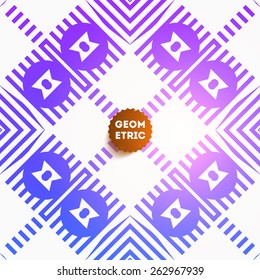 Patrón geométrico abstracto para el diseño moderno de la cubierta Hipster. Etiqueta negra con el logotipo "Place for Business"