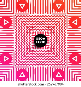 Patrón geométrico abstracto para el diseño moderno de la cubierta Hipster. Etiqueta negra con el logotipo "Place for Business"
