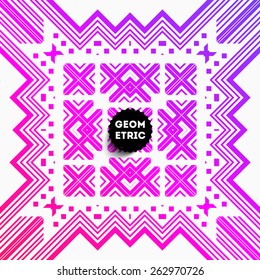 Patrón geométrico abstracto para el diseño moderno de la cubierta Hipster. Etiqueta negra con el logotipo "Place for Business"
