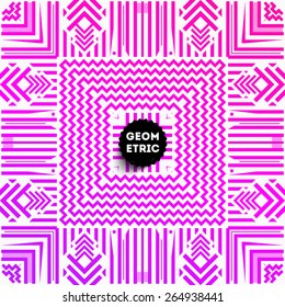 Abstract Geometric Pattern for Modern Hipster Cover Design. Black Label with Place for Business Logo