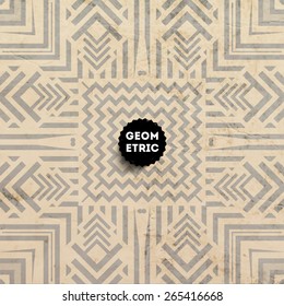 Abstract Geometric Pattern for Modern Hipster Cover Design. Black Label with Place for Business Logo