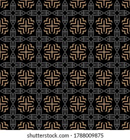 Abstract geometric pattern. Modern wallpaper texture. Black and gold colors. Sample template. Perfect for fabrics, covers, patterns, posters, interior designs or wallpapers. Vector background image