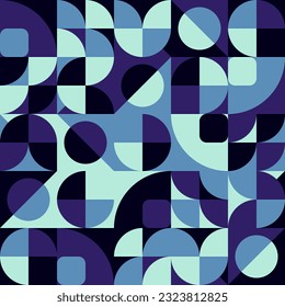 Resumen Patrón Geométrico Mosaico Ornamento Decorativo Fondo Seamless Vector Azul Negro. SSTKabstract