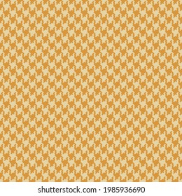Abstract geometric pattern in mustard yellow. Seamless spring autumn dog tooth graphic for scarf, coat, dress, other modern fashion textile print. Pixel houndstooth design for fabric or paper.