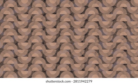Abstract geometric pattern with muted earthy tones showcasing a soothing circular rhythm and seamless curved shapes background design
