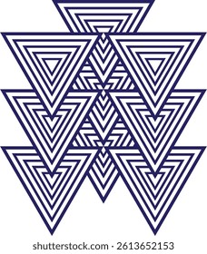 abstract geometric pattern, nested triangles and an optical illusion, symmetrical pattern