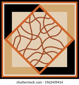 Abstract geometric pattern on beige background. Vector patch for print, fabric, scarf design.