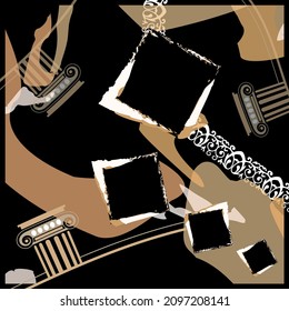 Abstract geometric pattern on black. Vector Illustration.