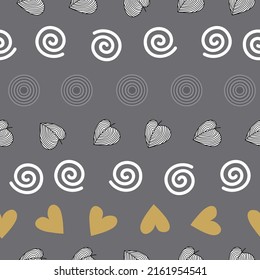 Abstract geometric pattern on dark grey background. For fabric, wrapping paper, packaging, scrapbooking.