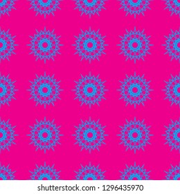 Abstract geometric pattern on the neon pink background