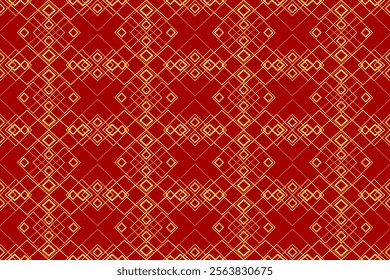Abstract Geometric Pattern On Red Background. Vector Illustration. Celebration Wallpaper