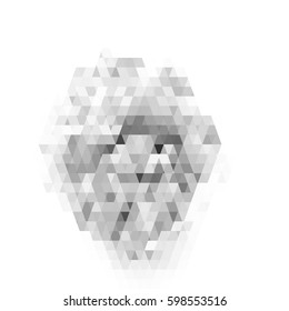 Abstract geometric pattern on white background. Gray stained-glass pattern. Can be used as banner or logo. Vector