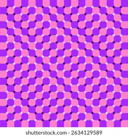Padrão geométrico abstrato com efeito de ilusão ótica. Formas e cores criam uma impressão visual hipnótica e móvel. Design retrô estilo pixel com uma atmosfera surreal e tríplice.